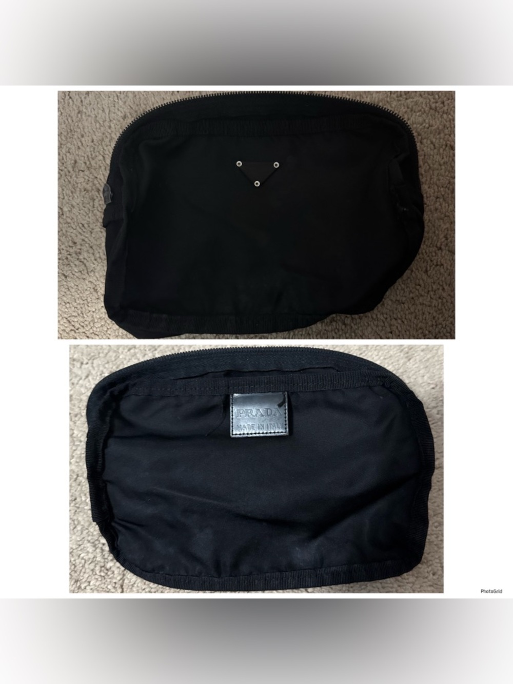 Prada AUTHENTIC Vintage Tessuto Nylon Black Logo Triangle Pouch Case Makeup Bag - Picture 15 of 16